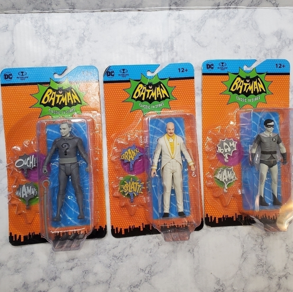 Batman Action Figures Lot of 3 Riddler Robin Egghead Classic TV Series DC New